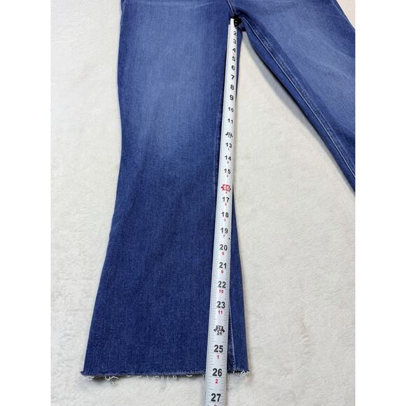 PAIGE Colette Crop Flare Jeans Slate Blue High Rise 90s Minimal Denim Size 32 - Picture 5 of 12